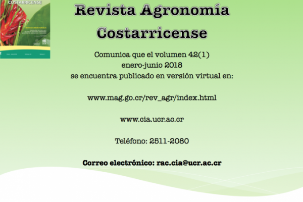 Revista Agronomía Costarricense - Volumen 42 (1) enero-junio 2018